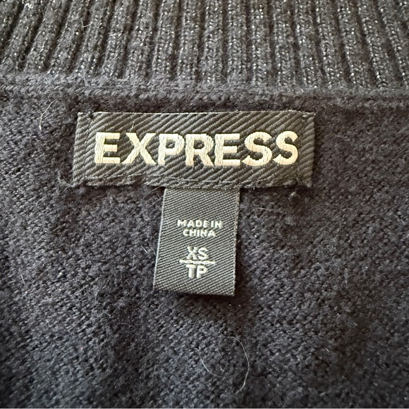 Express V-Neck Glitter Black Striped Sweater Women’s Size XS Multi-Color Festive - Picture 2 of 10